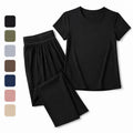 Black Short-Sleeve Tee and Wide-Leg Pants Set