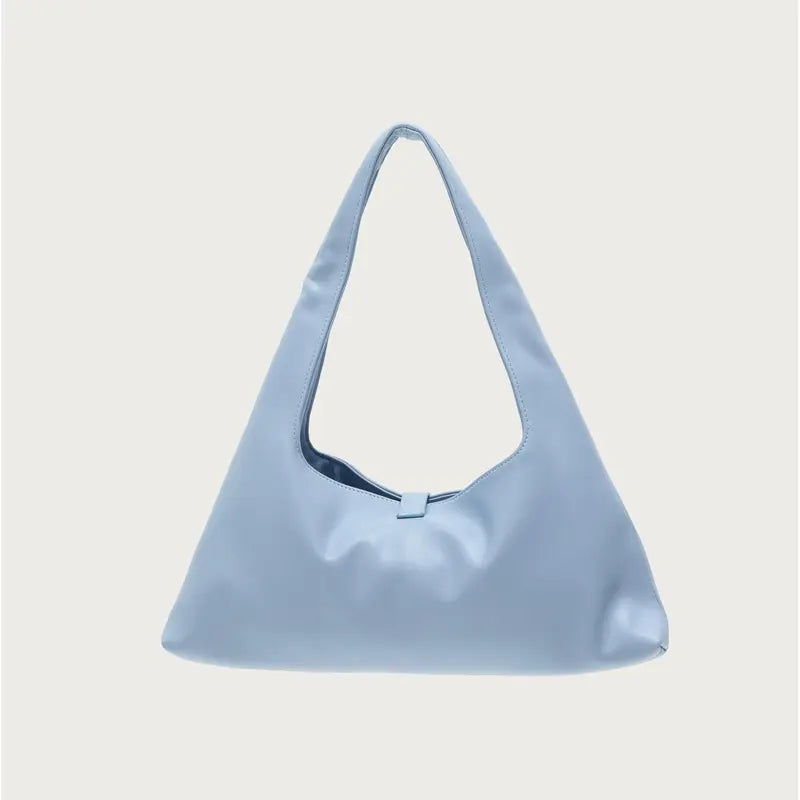 Light Blue Studded Faux Leather Shoulder Bag