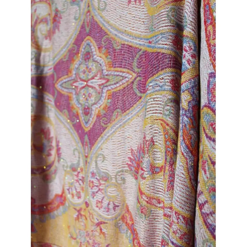 Pink Paisley Pashmina Wrap with Sparkle Details