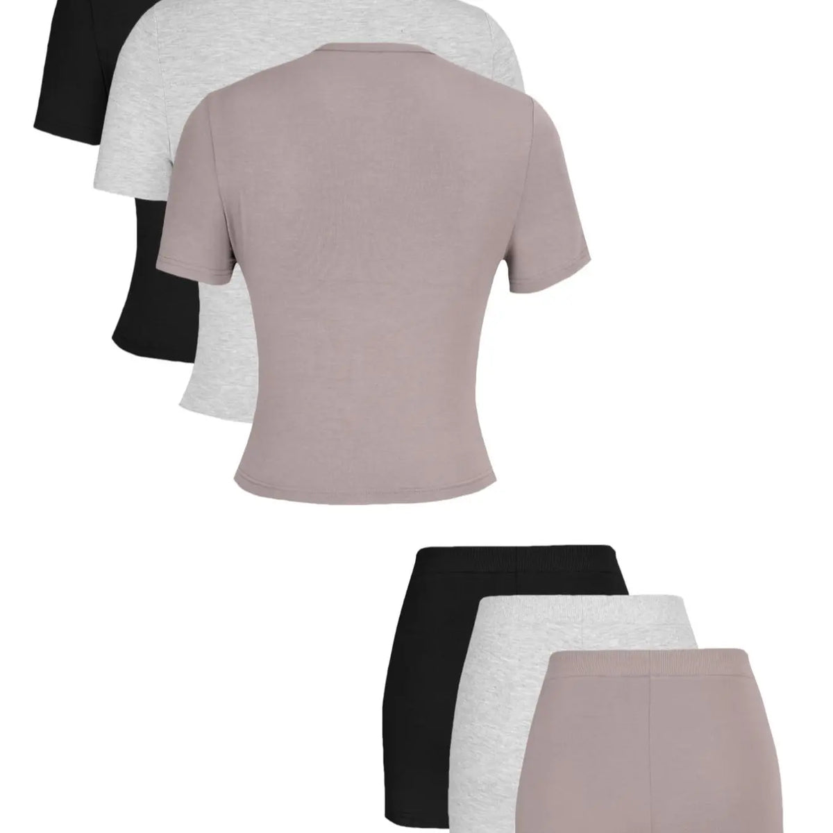 Three-Colour Short-Sleeve Tee and Shorts Set