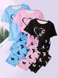 Butterfly Print Short Sleeve Pajama Sets