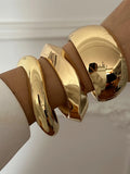 Chunky Polished Gold-Tone Wide Bangle Set