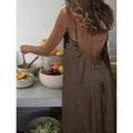 Brown Sleeveless Backless Long Slip Nightgown