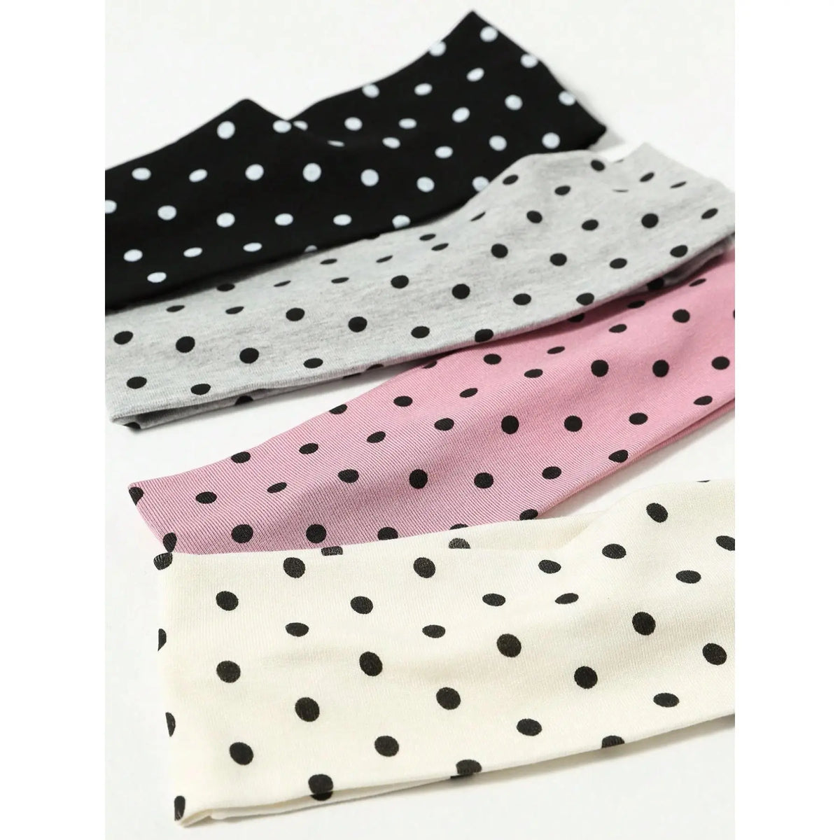 Polka Dot Stretch Fabric Headbands, Four Colors