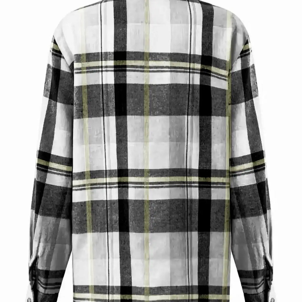 Pink and Grey Plaid Button-Front Shirt Jacket