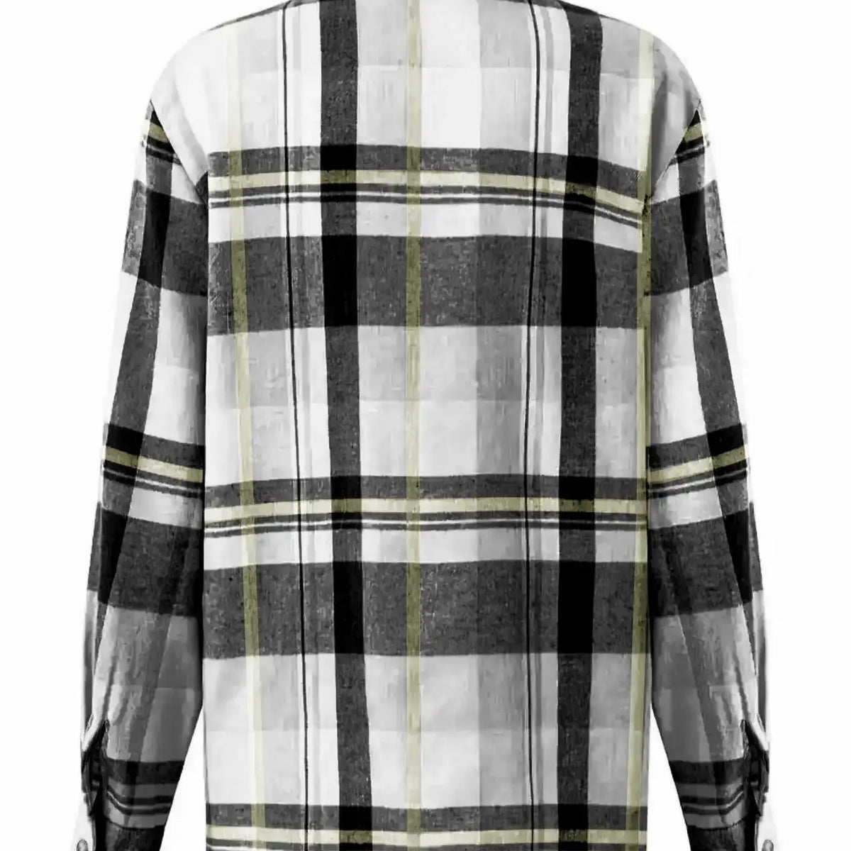 Pink and Grey Plaid Button-Front Shirt Jacket