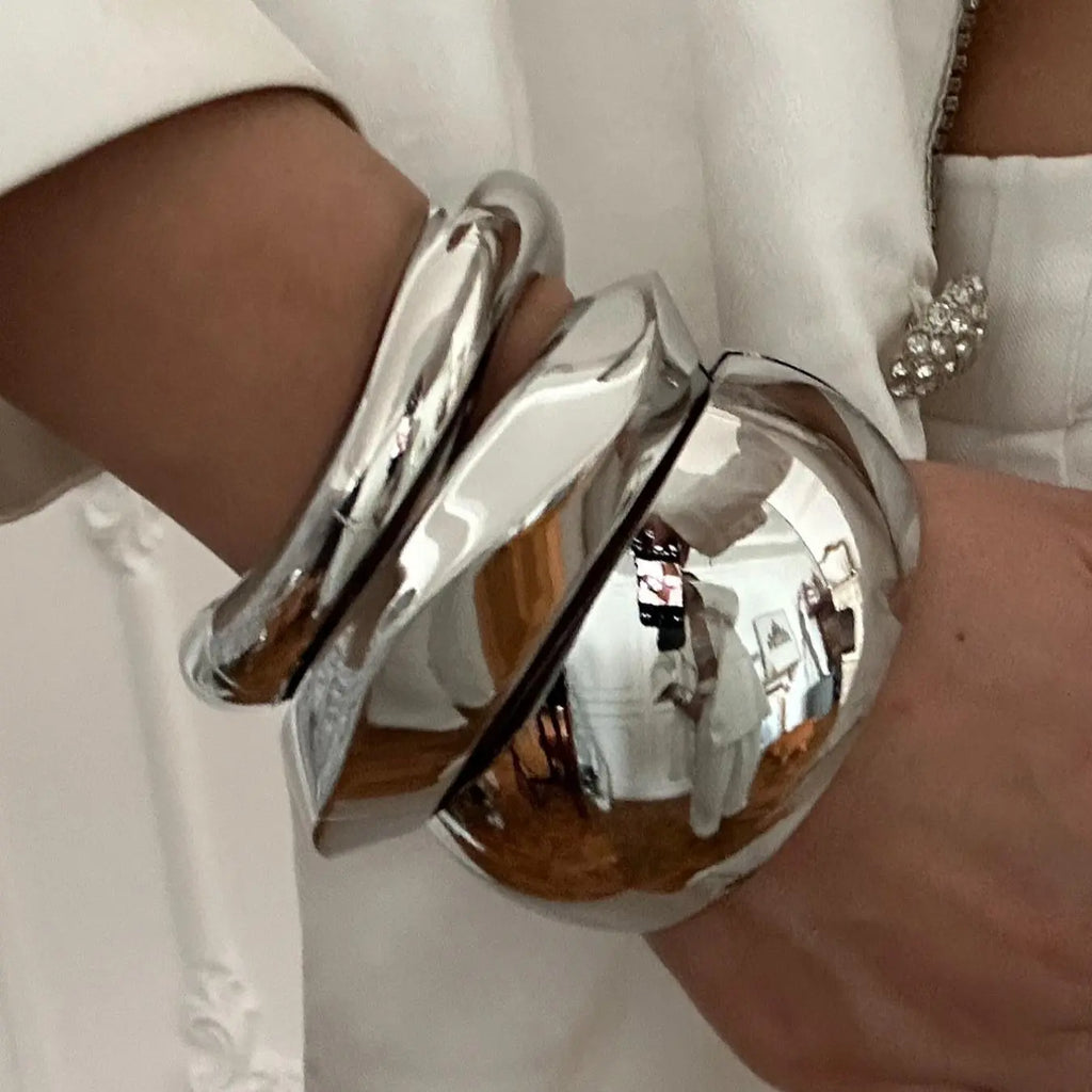 Chunky Polished Gold-Tone Wide Bangle Set