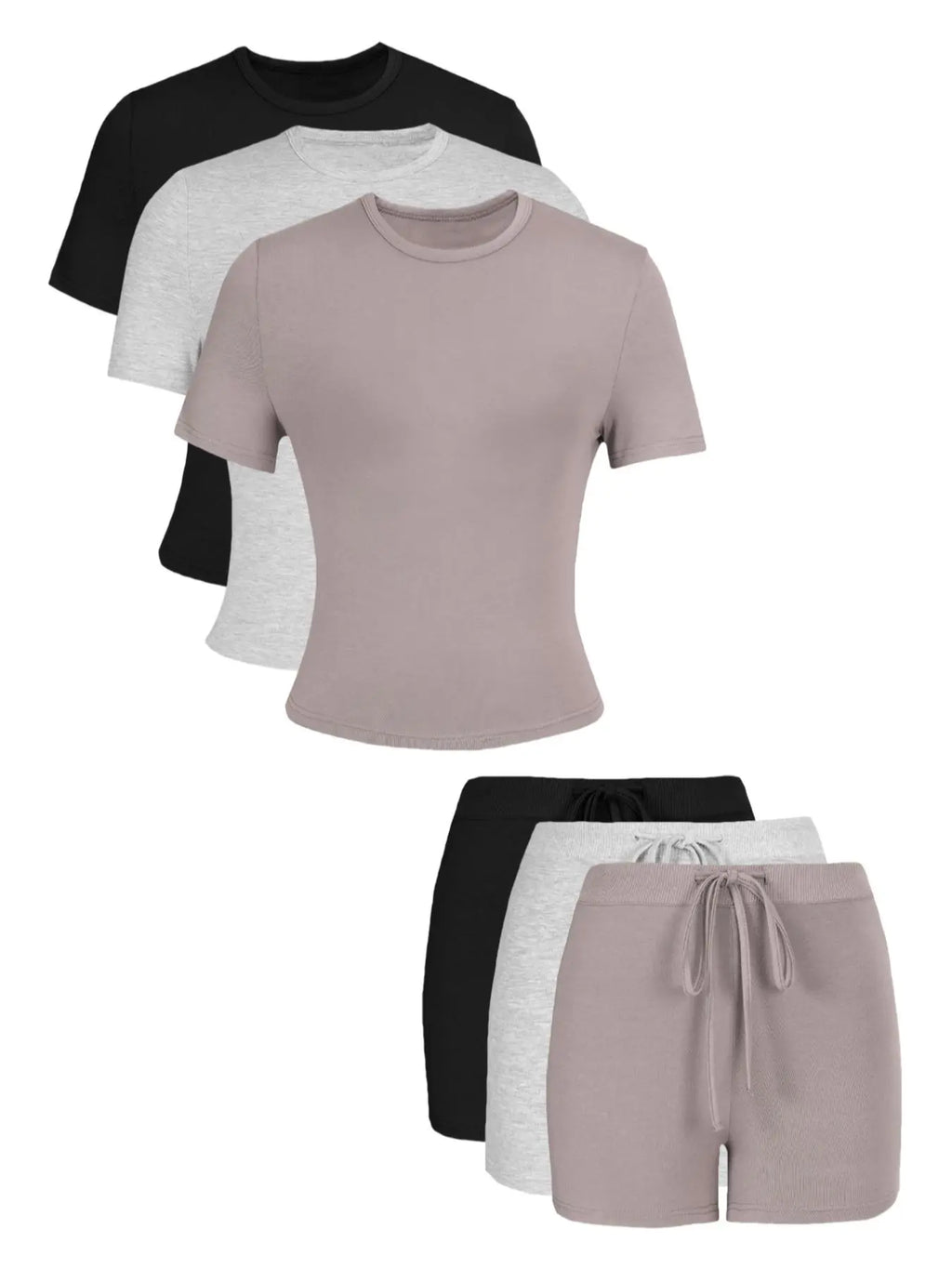 Three-Colour Short-Sleeve Tee and Shorts Set