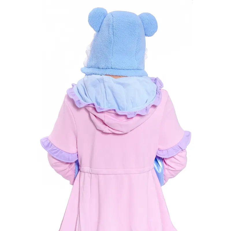Blue Fleece Hooded Scarf with Bear Ears