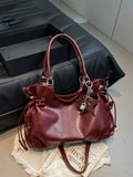 Burgundy Slouchy Tote with Star Charm