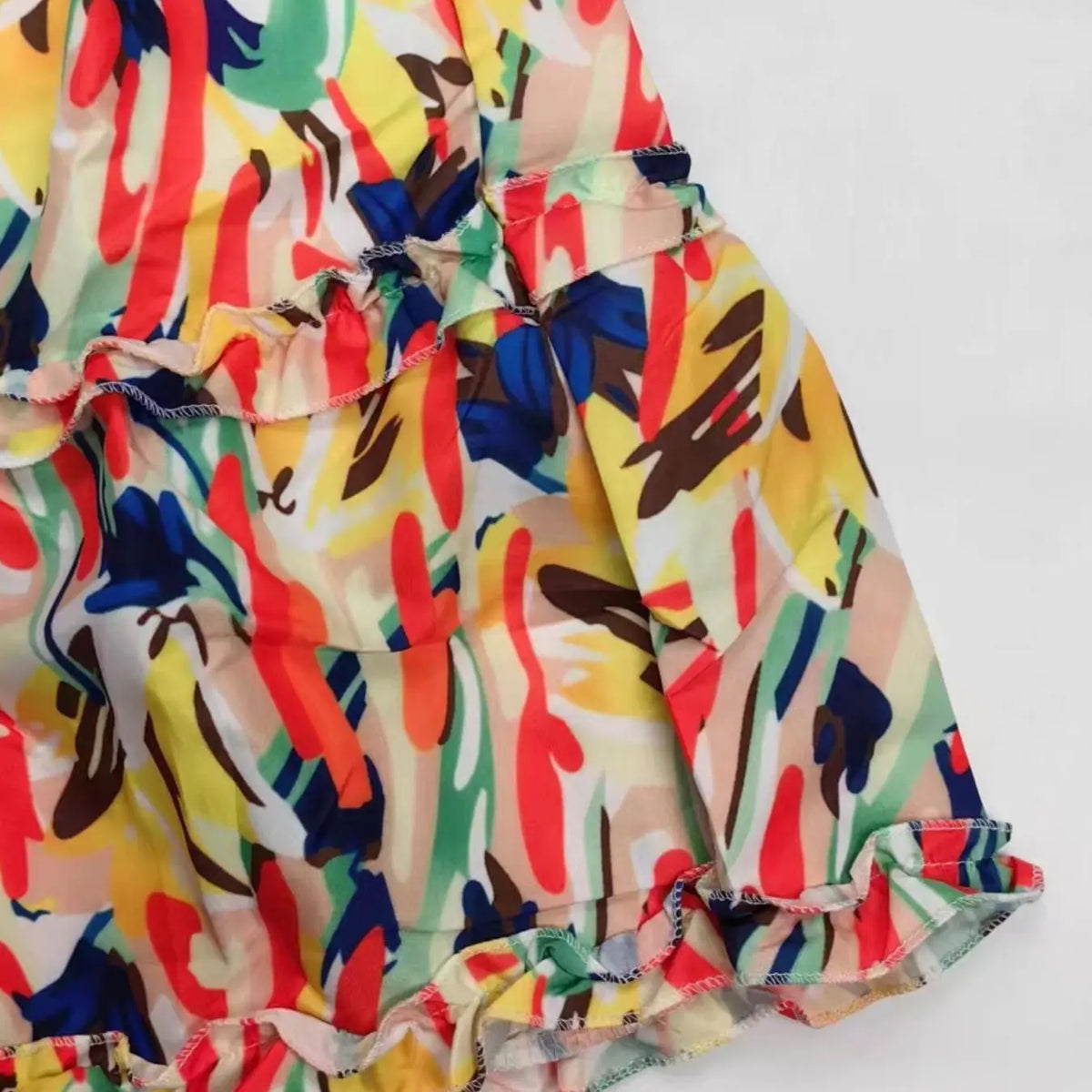 Multicolour Printed Halter Dress with Ruffle Tiers