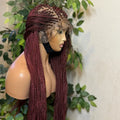 Burgundy Micro Box Braid Lace Front Wig