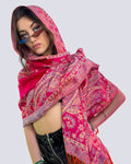 Pink Paisley Woven Shawl with Fringe