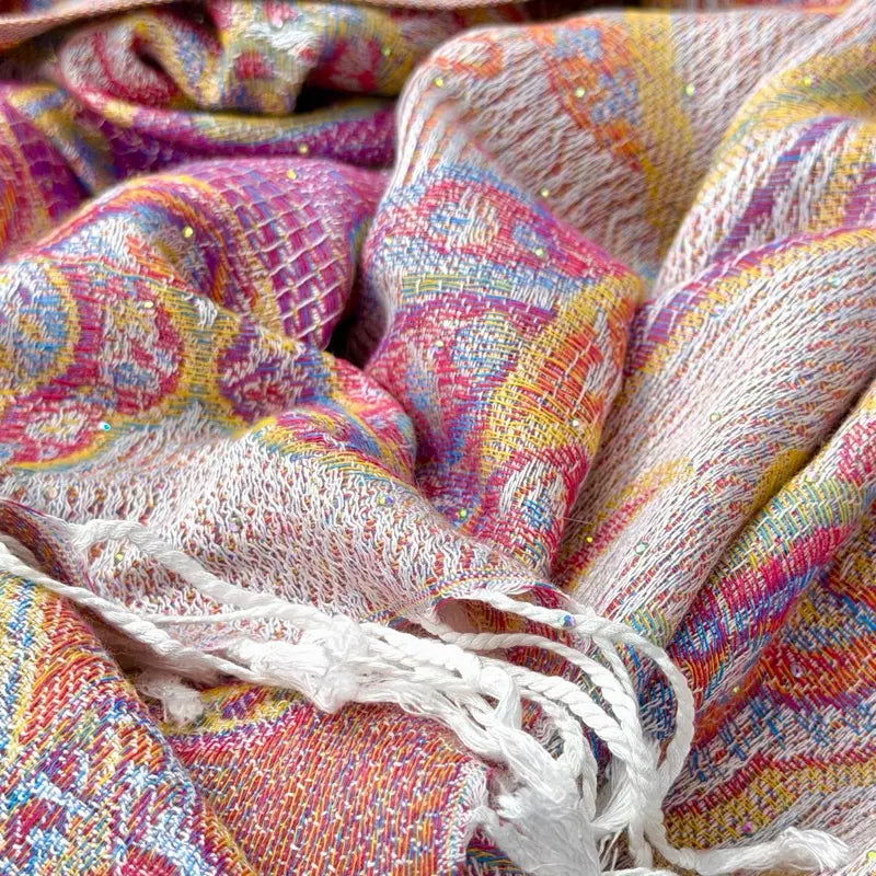 Pink Paisley Pashmina Wrap with Sparkle Details