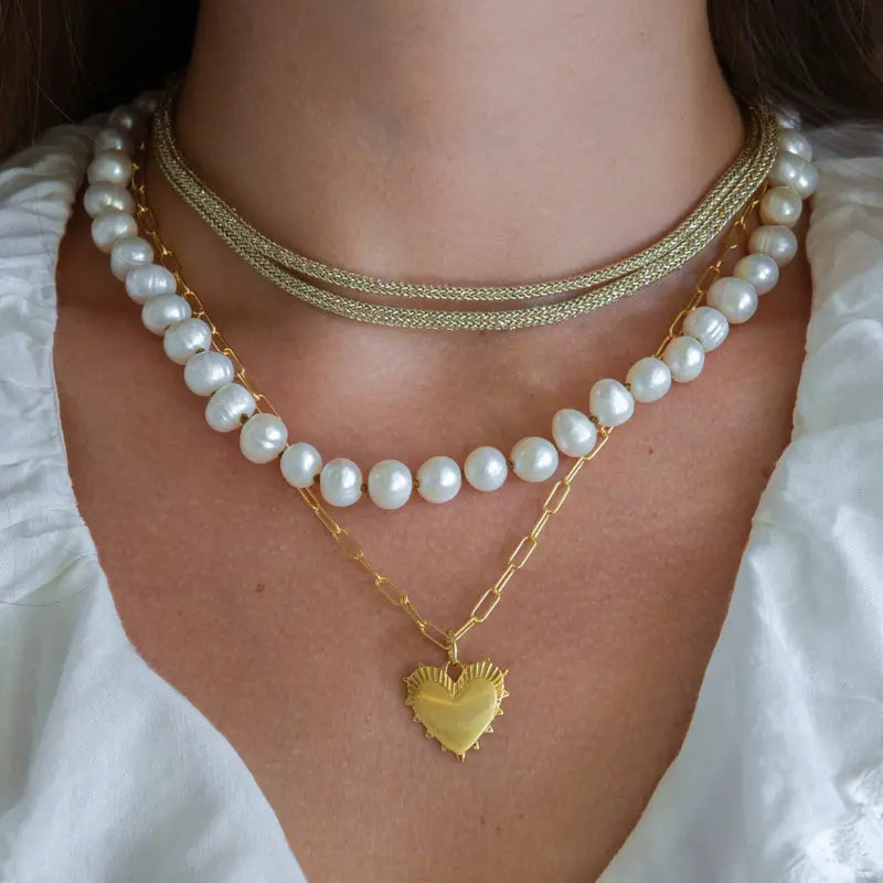 Thin Gold Metallic Cord Necklace with Knot