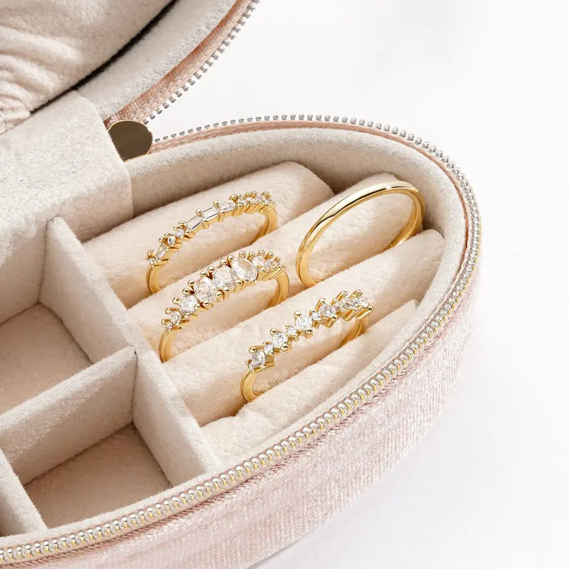 Gold-Tone Stackable Rings with Clear Crystals